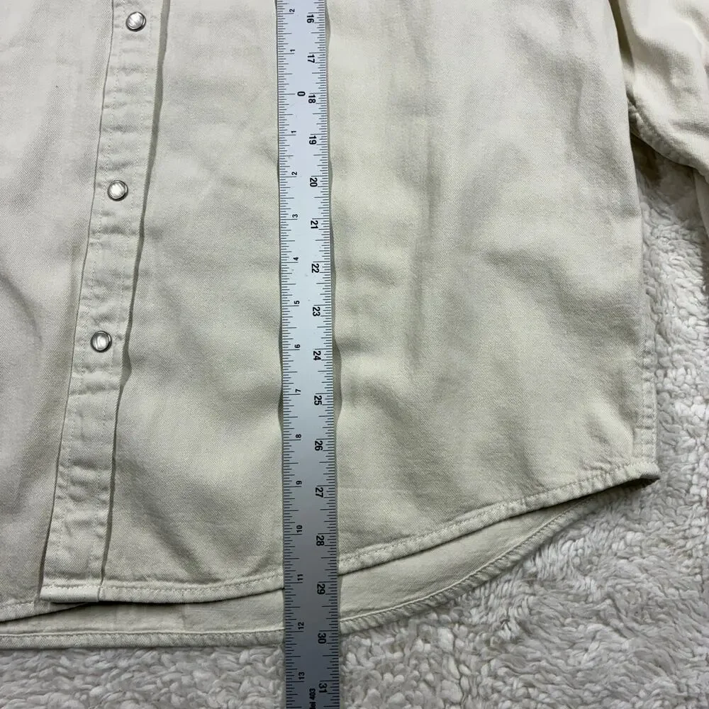Levi's Barstow Shirt Mens XL Cream Standard Fit Long Sleeve Pearl Snap Western